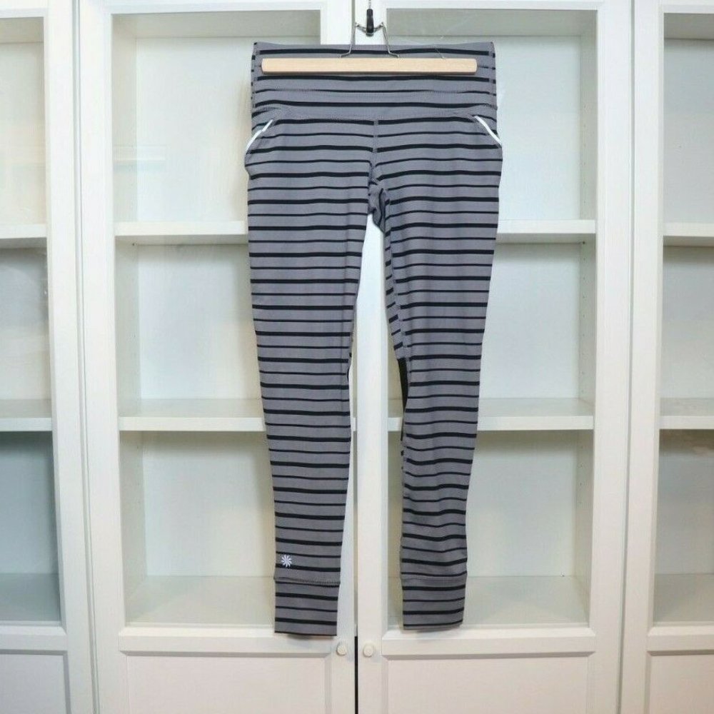 Athleta Pants Striped Relay Tight Back Zipper XS